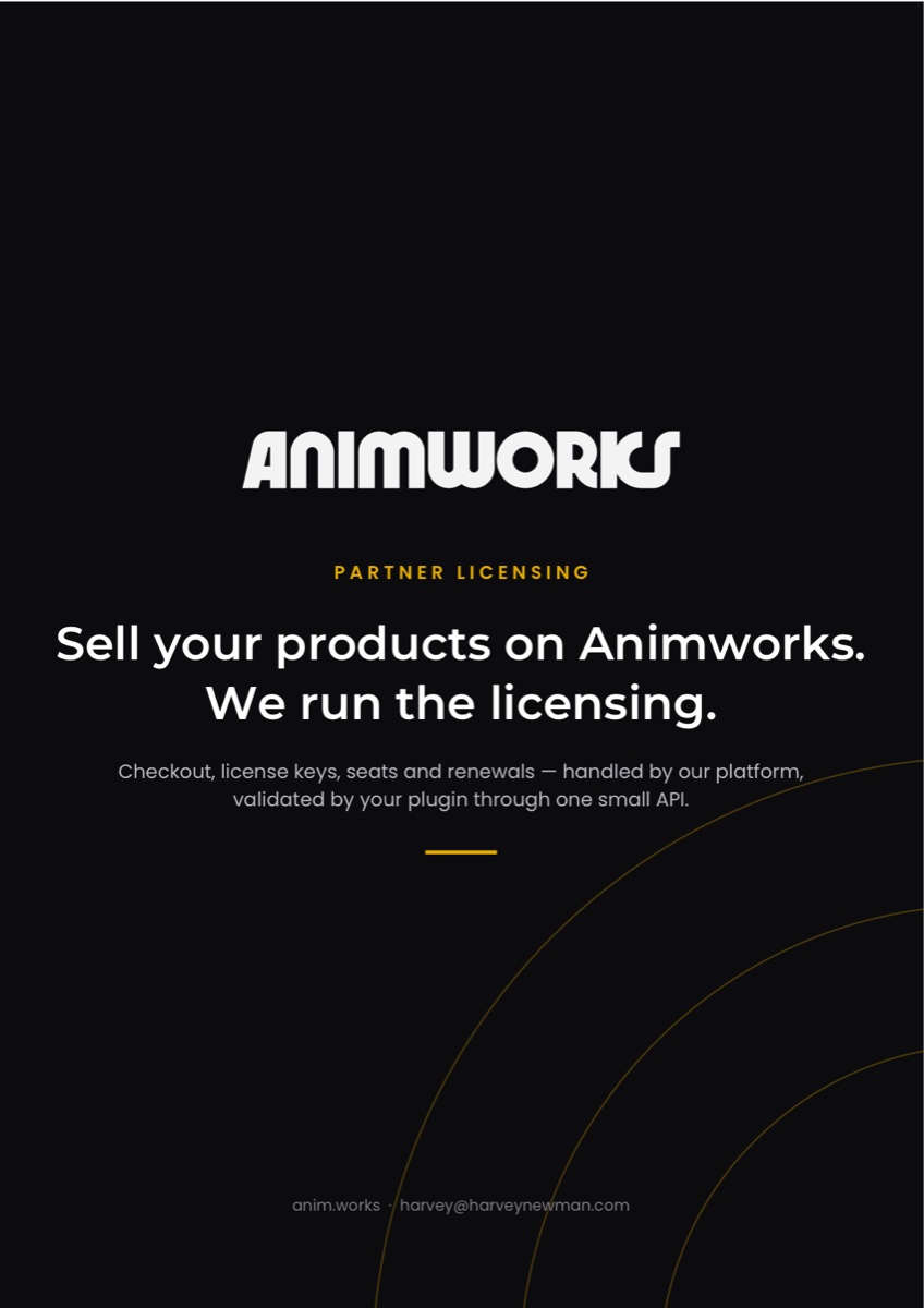 Cover of the Animworks Partner Licensing guide