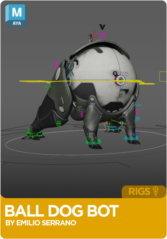 Ball Dog Bot Rig for Maya