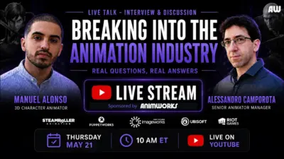 How to break into the animation industry, live talk with Manuel Alonso and Alessandro Camporota sponsored by Animworks