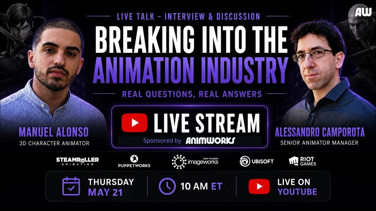 How to break into the animation industry, live talk with Manuel Alonso and Alessandro Camporota sponsored by Animworks