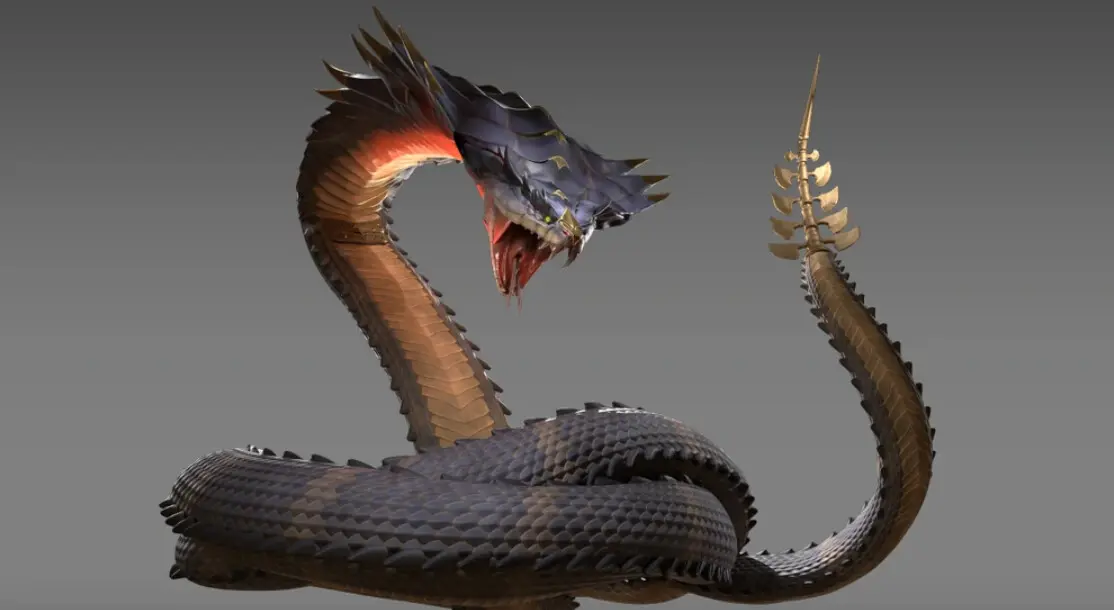 Close-up breakdown of the Azhdaha boss silhouette