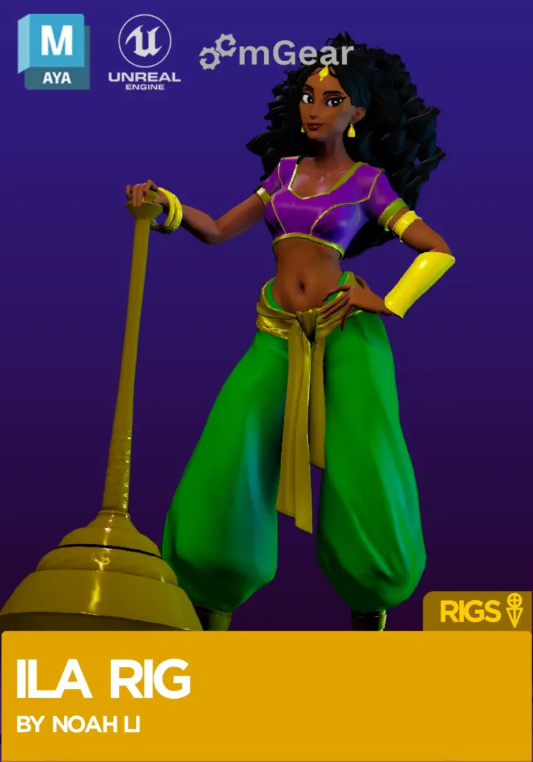 Ila game-ready Maya rig by Noah Li, thumbnail