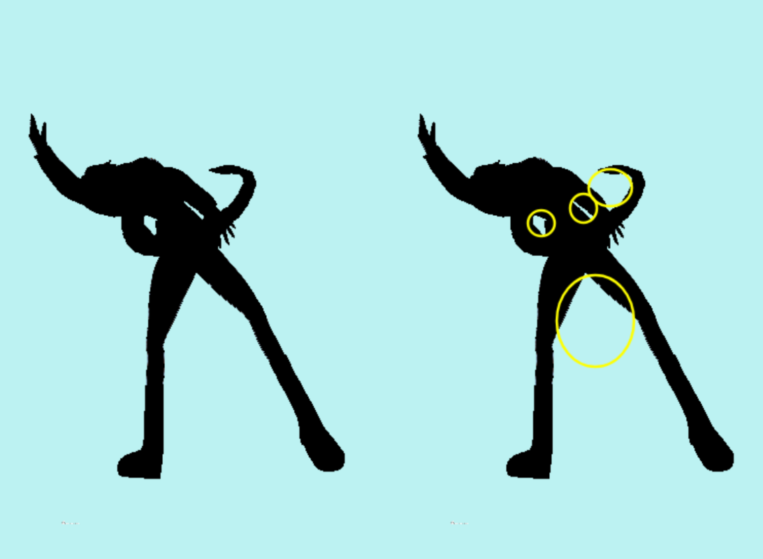 Negative space separating the limbs to keep a 3D game pose readable