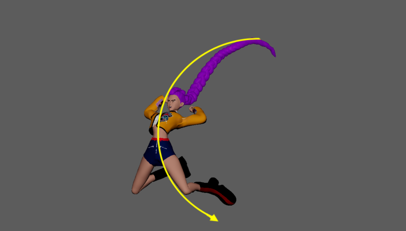Line of action running through a character pose, the backbone of a readable silhouette