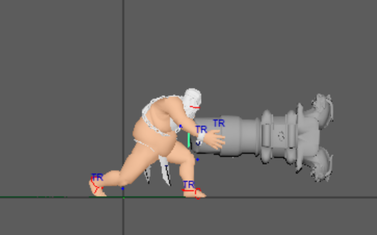 Character pose built around the weapon for a clear silhouette