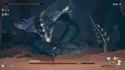 Azhdaha, the giant serpent boss from Prince of Persia: The Lost Crown, read through its silhouette