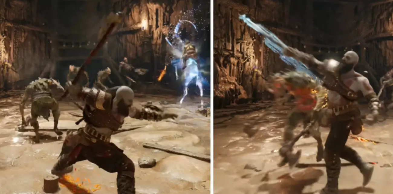 God of War pose using an exaggerated, readable silhouette