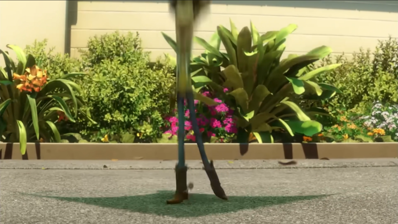 Woody stretched upward by the paraglider in Toy Story, the silhouette keeping its shape as it travels